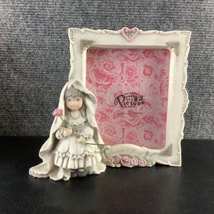Vintage Enesco Pretty as Picture Frame Photo Promises Of Love Bride Figurine NIB